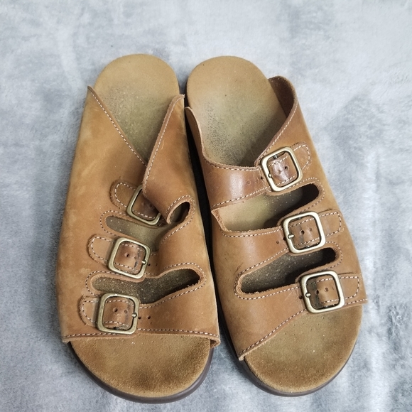 SAS Tripad Comfort WORN IN Brown Leather Womens 3 Buckle Sandals READ - Picture 5 of 12